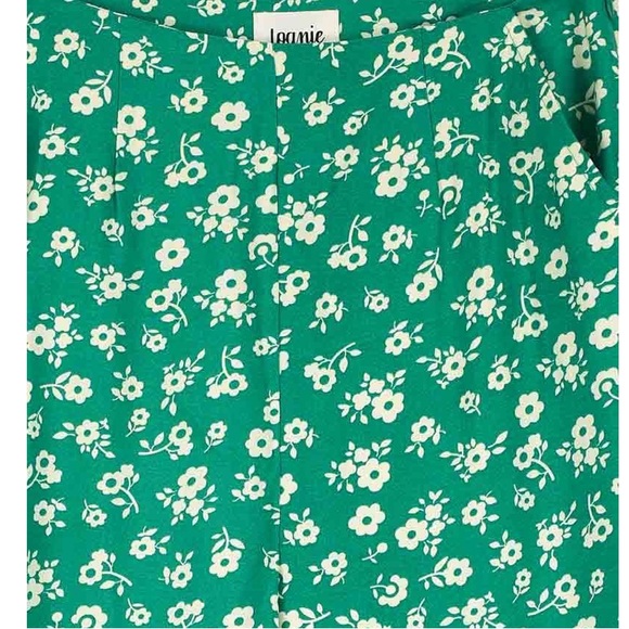 Green Floral sustainable Wide Leg Pants w/pockets Joanie Clothing US Size 10 - Picture 3 of 4